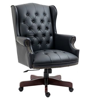 Pnronnc Executive Office Chair Leather Desk Chair Swivel Boss Chair with Button Tufted Backrest