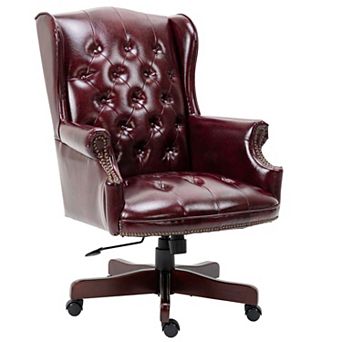 Pnronnc Executive Office Chair Leather Desk Chair Swivel Boss Chair with Button Tufted Backrest