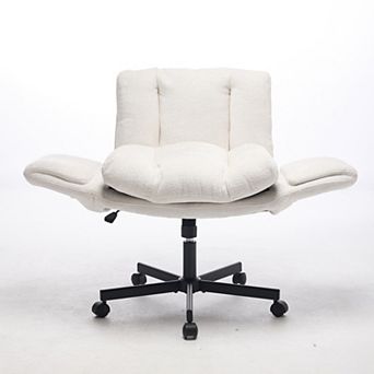 Pnronnc Task Chair Chenille Swivel Office Chair Desk Chair Vanity Chair with Folding Armrests