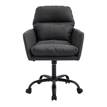 Pnronnc PU Leather Office Chair Dressing Table Chair Swivel Recliner Chair Club Tub Round Arms Chair
