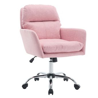 Pnronnc PU Leather Office Chair Dressing Table Chair Swivel Recliner Chair Club Tub Round Arms Chair