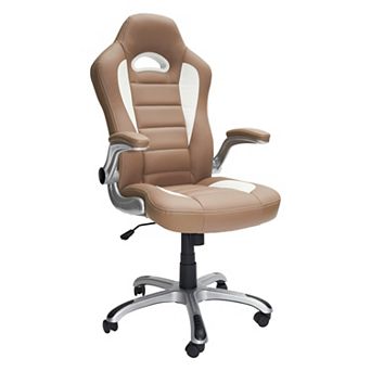 Pnronnc Upholstery Office Chair Sport Race Computer Chair Gaming Chair with Flip-Up Arms