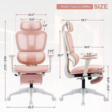 Pnronnc Ergonomic Swivel Office Chair Computer Chair with Footrest and Lumbar Support