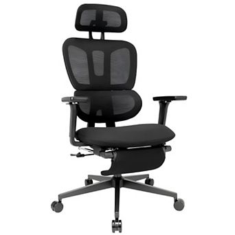 Pnronnc Ergonomic Swivel Office Chair Computer Chair with Footrest and Lumbar Support