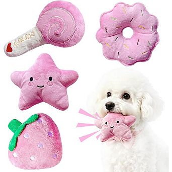 Pink Puppy Toy Set, Squeaky Chew & Interactive Dog Toys
