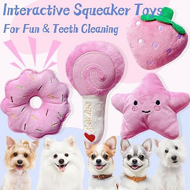Pink Puppy Toy Set, Squeaky Chew & Interactive Dog Toys