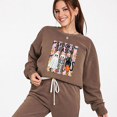 Halloween Character Clothesline - Women's Lightweight Garment Dyed Sweatshirt
