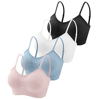 4 pc V Neck Padded Bralette Cami Wireless Adjustable Straps