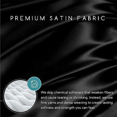 4-piece Satin Sheets King Elastic Straps Silky Bedding Deep Pocket