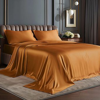 4 pc Full Satin Sheets Set Silky Soft For Hair Skin Deep Pocket