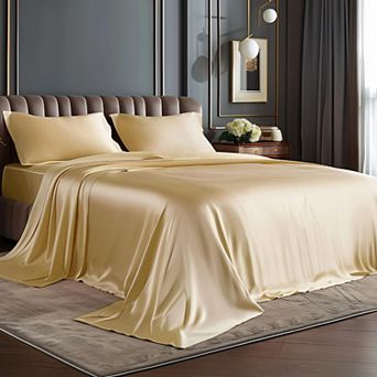 4 pc Full Satin Sheets Set Silky Soft For Hair Skin Deep Pocket