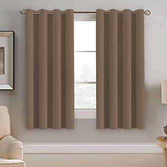 2 Panels Blackout Curtains Thermal Insulated Grommet Window Panels