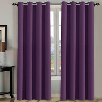 2 Panels Blackout Curtains Thermal Insulated Grommet Window Panels