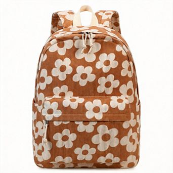 Corduroy Laptop Backpack Women Teen School Daypack
