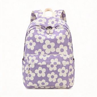 Corduroy Laptop Backpack Women Teen School Daypack
