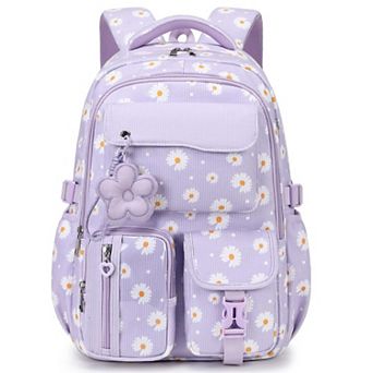 Corduroy Schoolpack Floral Bookbag Multi-pocket