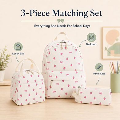 3-piece Teen Backpack Set Lunch Box Pencil Case