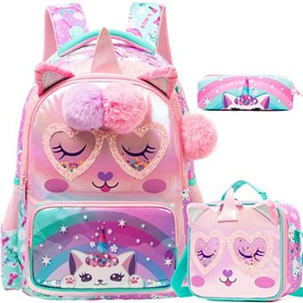 3-in-1 School Backpack Lunch Bag Unicorn Kids