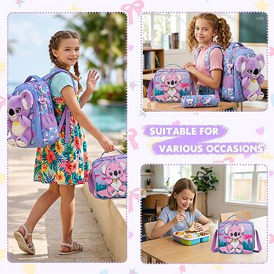 3-in-1 Schoolpack Lunch Bag Koala Purple Elementary
