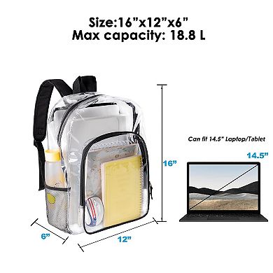 Heavy Duty PVC Bookbag Reinforced Straps School Work Travel Security Check