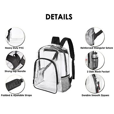 Heavy Duty PVC Bookbag Reinforced Straps School Work Travel Security Check
