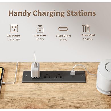 60" Modern Executive Desk with Charging Station