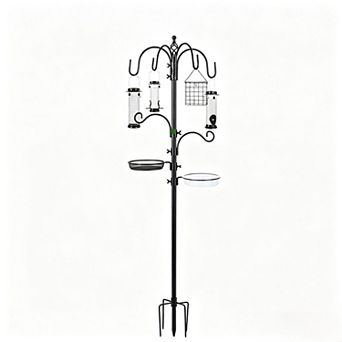 Heavy Duty Bird Feeder Pole with 6 Multi Hooks