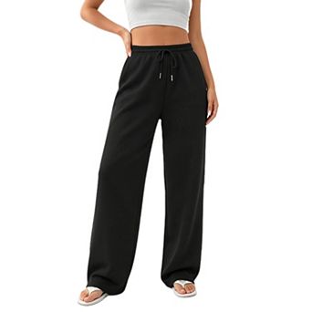 Women High Waisted Straight Leg Sweatpant Casual Drawstring Baggy Workout Sweat Pants with Pocket