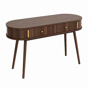 Office Desk w/ 2 Drawers, 59" Laptop Computer Work Study Desk, Executive Computer Table w/Storage