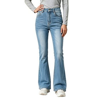 Women High Waisted Stretch Jeans Slim Fit Bootcut Denim Pants Casual Long Trousers
