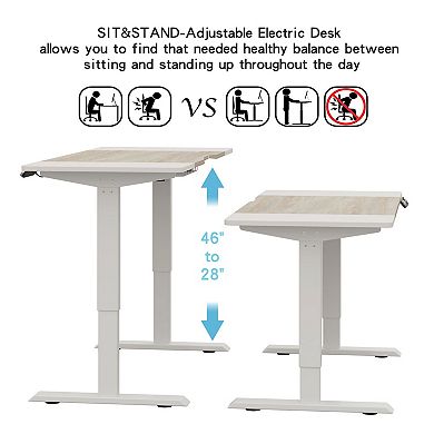 KTMBDW 63"×30" Height Adjustable Electric Standing Desk, Sit Stand up Desk, Memory Computer Desk