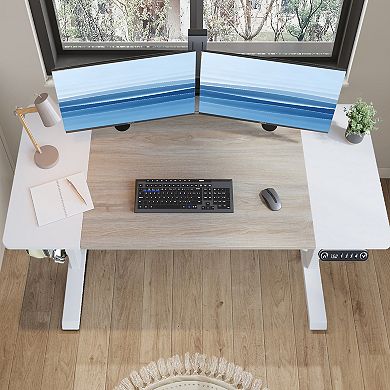 KTMBDW 63"×30" Height Adjustable Electric Standing Desk, Sit Stand up Desk, Memory Computer Desk