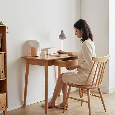 KWPZQEB 31.5Inch Simple Solid Wood Computer Desk with Drawer for Home