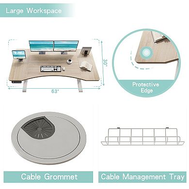 KTMBDW Electric Standing Desk Adjustable,63×30 Inch Sit Stand Computer Desk with 4 Height Adjustment