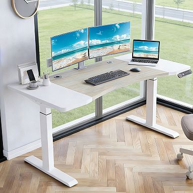 KTMBDW Electric Standing Desk Adjustable,63×30 Inch Sit Stand Computer Desk with 4 Height Adjustment