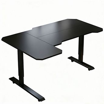 KTMBDW L-Shaped Corner Standing Desk, 59" Height Adjustable Electric Standing Computer Desk