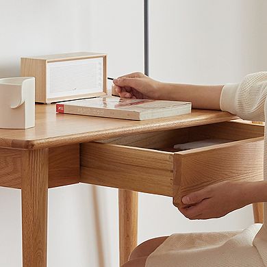 KWPZQEB 39.37Inch Simple Solid Wood Computer Desk with Drawer for Home