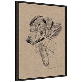 Sketch of a Dog by Robert Frederick Blum Framed Canvas Wall Art Print