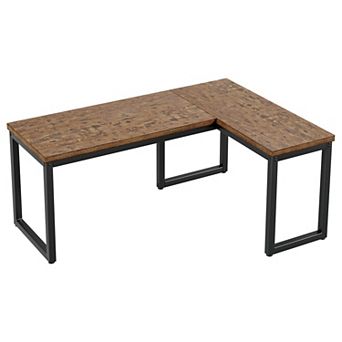 Maxspeed 66" L Shaped Gaming Desk 1.2 Inch Thick Corner Computer Table for Home Office, Rustic Brown