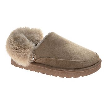 Avalanche Women's Faux Suede Clog Slippers, Plush Faux Fur House Shoes with Non-Slip Sole (Ladies)