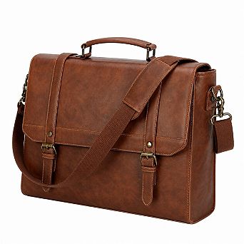 Vintage PU Leather Laptop Messenger Bag Large Capacity Business Travel Satchel