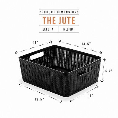 Woven Plastic Storage Baskets Stackable Portable Home Organization Versatile Sturdy