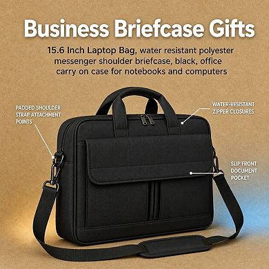 15.6 Inch Laptop Bag Water Resistant Multi Compartment Business Briefcase Carry Case