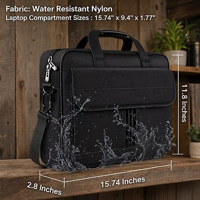 15.6 Inch Laptop Bag Water Resistant Multi Compartment Business Briefcase Carry Case
