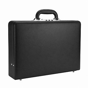 Leather Mens Briefcase Hard Shell Laptop Business Work Travel Lockable Bag