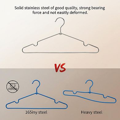 Stainless Steel Wire Coat Hangers 40 Pack Strong Heavy Duty Ultra Thin Space Saving 16.5 Inch