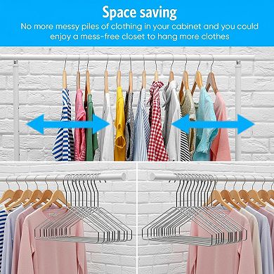 Stainless Steel Wire Coat Hangers 40 Pack Strong Heavy Duty Ultra Thin Space Saving 16.5 Inch