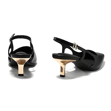 Women Closed Toe Kitten Heels