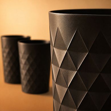 3 Pack Round Plastic Trash Can With Included Bags For Bedroom Office Bathroom Dorm