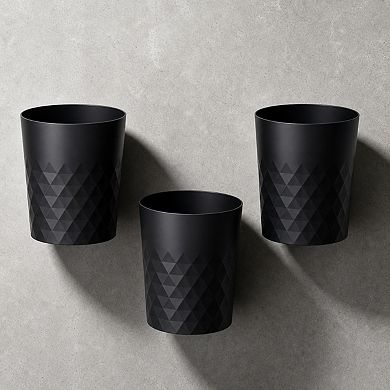 3 Pack Round Plastic Trash Can With Included Bags For Bedroom Office Bathroom Dorm